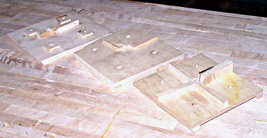 Drill press fixtures for three different operations for reproducing unavailable piano action parts